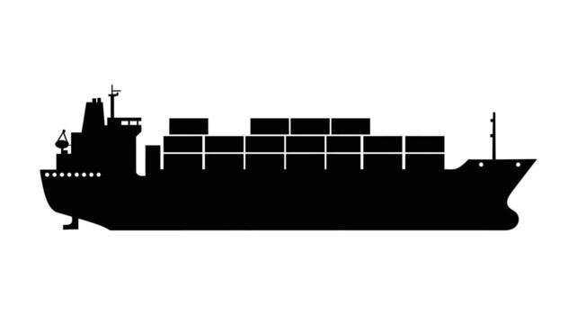 a silhouette of a cargo ship on a white background vector
